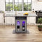 Merax Mesa de comedor plegable moderna con iluminación LED, mesa de comedor extensible con espacio de almacenamiento y puertas correderas de cristal, 140 x 78 cm, mesa de cocina plegable, ideal para