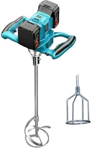 Agitatore a batteria per vernice e calcestruzzo compatibile con batteria Makita da 18 V (senza batteria), miscelatore per malta senza spazzole a 6 velocità e 2 fruste, per miscelare malta per mangimi