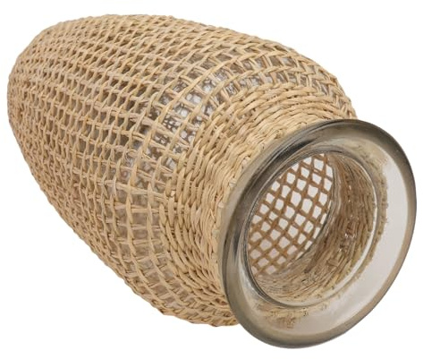 HIAKDOFT Rattan Bodenvase aus Seegras – Hohe Geflochtene Hydrokultur Pflanzenvase für Wohnzimmer und Restaurant Kreatives Design für Blumenarrangement