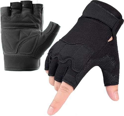YouLpoet Guanti Senza Dita Da Uomo E Da Donna, Antiscivolo, Senza Dita, For Sport All'aria Aperta, Ciclismo, Moto, Escursionismo, Arrampicata, Guida, Lavoro, Campeggio(Black,Medium)