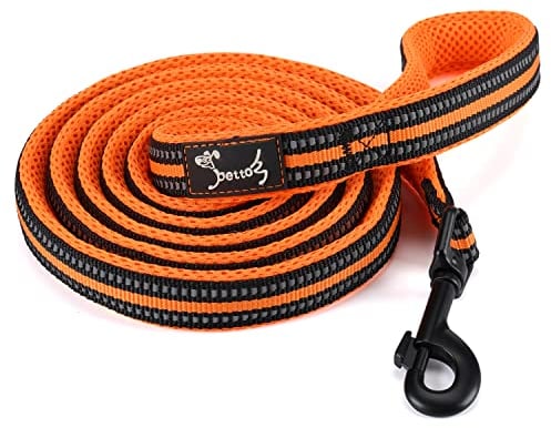 PETTOM Hundeleine Reflektierend Leine aus Nylon mit Weich Gepolsterter Griff und Metallhaken für Training, Robuste Leine Hund für Kleine Mittel Große Hunde (Orange 200 cm)