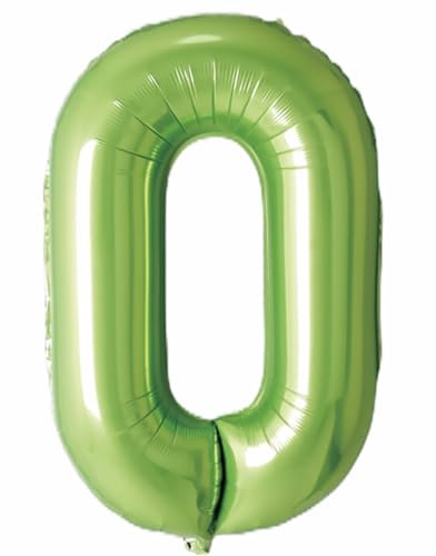 Folienballon Zahl 0 (Grün) von Trendario - XXL Riesenzahl 100cm Ballon - Helium Luftballons für Geburtstag, Partydeko, Hochzeit