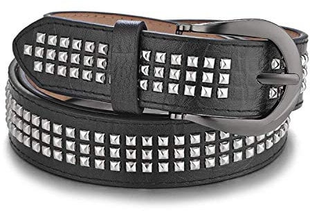 WedDecor Black Punk Belt PU Leather Stylish Fashion Women Jeans Pyramid Belt Punk Rock Rivet Studded Design