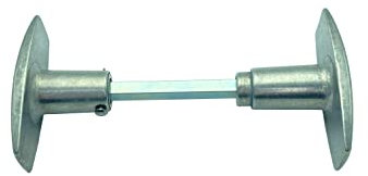Bouton Double Dac en Aluminium Poli, 1 Portée, Fixation Goupille, 6mm x 90mm, grise