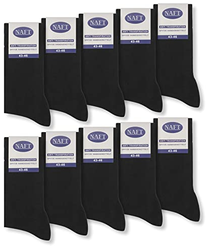 sockenkauf24 10 paires de chaussettes habillées pour femmes et hommes 100% coton sans couture et sans bandes élastiques désagréables (43-46, 10 x Noir)