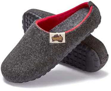 Gumbies Outback Hausschuhe, Charcoal / Red, Gr.- EU 41