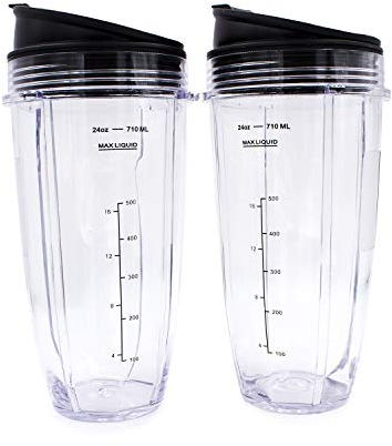 Replacement Blender Cup with Lid (2 Pack) 24 Oz Cups For Ninja Auto iQ BL480 BL482 BL642 BL682 BL450 BN401 BN751 BN801 Foodi SS351 SS151 SS401 Ninja Blender Auto iQ Blade