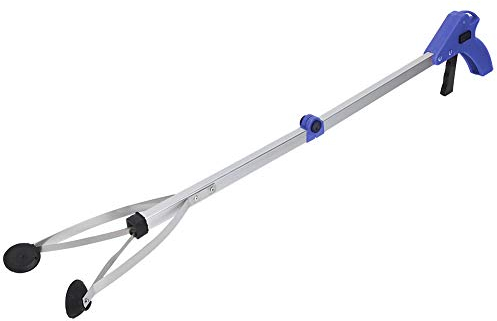 Herramienta de recogedor de basura para recogedor de basura para hojas de jardín (mango azul)