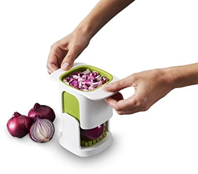 Joseph Joseph ChopCup Coupe-légumes, coupe-fruits, ciseaux à légumes en acier inoxydable, blanc