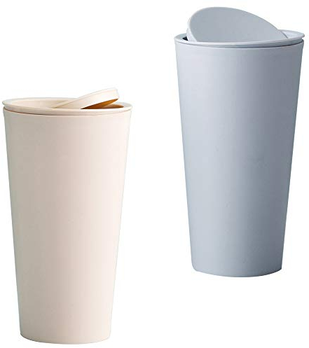 LWZko Car Auto Trash Can, 2 Pieces Vehicle Trash Bin, Auto Car Trash Rubbish Can, Plastic Portable Leakproof Mini Dust Bin Car Garbage Bin for Car Interior, Office, Home (Pink, Blue)