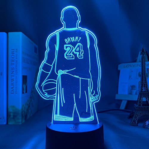 Basketball-Spieler Nr. 24 LED Nachtlicht RGB Bunte 3D Illusionslampe Bürozimmer Dekor Gedenkgeburtstagsgeschenk-16 Farbe mit Fernbedienung_01.