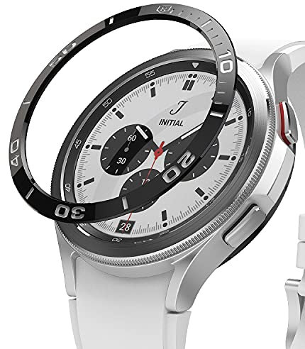Ringke Bezel Styling Compatible with Samsung Galaxy Watch 4 Classic 46mm Adhesive Frame Ring Cover Anti Scratch [Stainless Steel] Protection for Galaxy Watch4 Classic 46mm - Black [46-02]