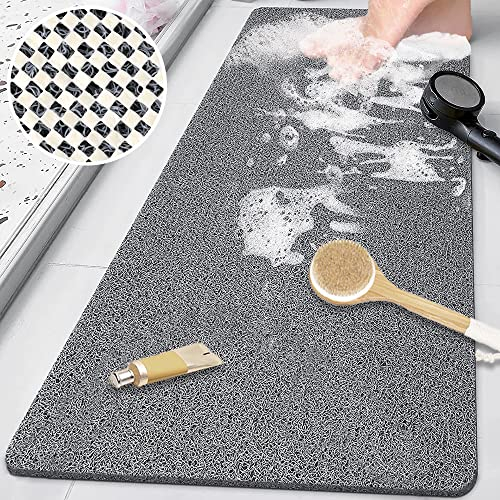 Duschmatte rutschfest waschbar, 40 x 80 cm Anti-Schimmel | Schnell trocknend | Luffa Massage | Weich Komfort Duschmatten Badewannenmatte mit Ablauf, PVC Luffa Badematte für Nassbereiche