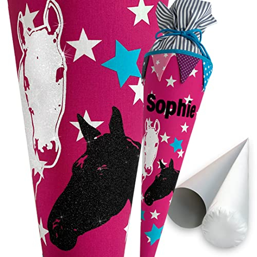 windeltou PFERDE-Schultüte | 85 cm | grosse Schultüte | Stoff, Einschulung, Schulanfang, Zuckertüte