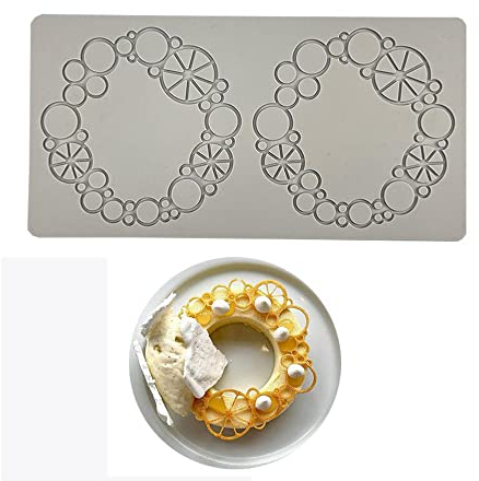 Silikon-Spitzen-Matte, Zucker Craft Abdruckform essbare Kuchendekoration, 2 Löcher Blase Blumen