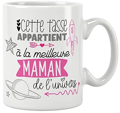 ÉNJA Création. Mug maman. Maman/Tasse – La meilleure de l'univers Future maman Cadeau anniversaire Cadeau original. Céramique haute qualité 11oz 320ML (MAMAN)