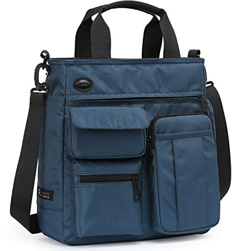 IX INOXTO Borsa a tracolla da uomo per computer portatile, borsa a tracolla da lavoro, ufficio, impermeabile, per viaggi, lavoro, università, Blu