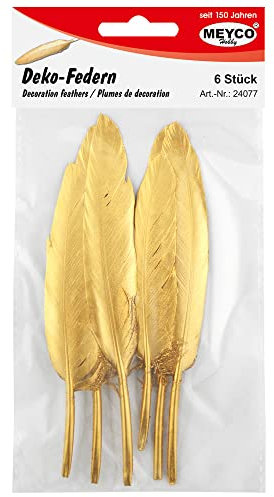 Deko-Federn, 10-15cm, 6 Stück Meyercordt GmbH Gold