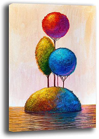 Quadro Moderno ALBERO della VITA Verticale Colori Astratto Quadri moderni soggiorno da Parete XXL grande Stampa su tela Canvas Decorazione Murale muro Arredo Camera letto Cucina (70x100 cm, 8)