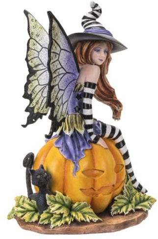 Pacific Giftware Feenhexe auf K rbis, Innen- und Au endekoration f r Feeng rten, Halloween und neue Hausbesitzer, 14 x 11,4 x 21,3 cm Gr e