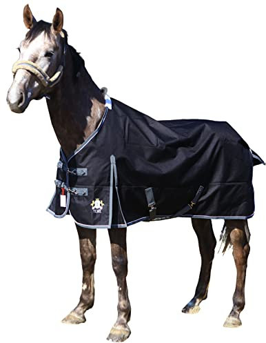 T TEKE Deluxe Pferdedecke, 1200D wasserdichte und atmungsaktive Pferdepflegetücher ohne Füllung (129,5 cm - 221 cm, inkl. Miniatur-/Fohlen-Größe)
