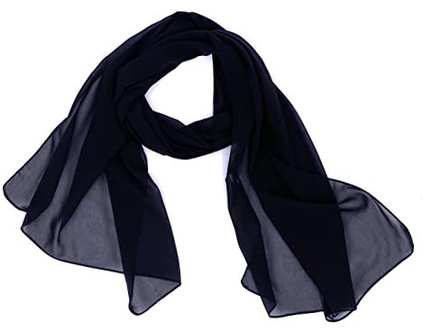 FASHION YOU WANT Damen Schal Stola Halstuch Tuch Seidentuch aus Chiffon für Frühling Sommer Ganzjährig (schwarz)