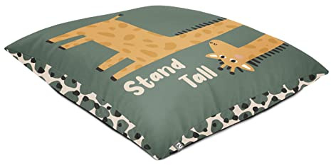 rucomfy Square Floor Cushion Beanbag - Machine Washable - Safari Giraffe | Plush & Supportive Pre-Filled Floor Cushion - Perfect For Lounging - Extra Seating - Premium Durable Fabric - 70x70cm