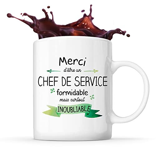 Planetee Tasse Chef de service Inoubliable Homme | Idée Cadeau Collègue Travail Retraite
