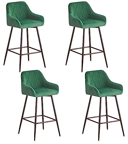 JaHECOME Ensemble de 4 tabourets de Bar en Velours, Housse Chaise de Bar avec accoudoirs, Tabouret de comptoir rembourré, Chaises bistrot extérieur, Cuisine Salle à Manger (4, Vert)