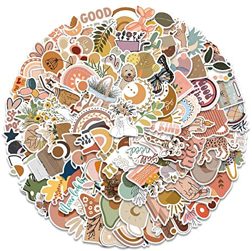 100 Pcs Boho Stickers, Cool Bohemian Sticker for Fans Kids Teens Adult, Durable Aesthetic Decals for Water Bottle Laptop Skateboard Bicycle Motorbike Car Computer Scrapbook
