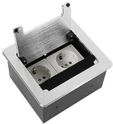 Einbausteckdose mit Abdeckung,2 Fach Tischsteckdose Bodensteckdose Unterputz Steckdose für Küche, Büro