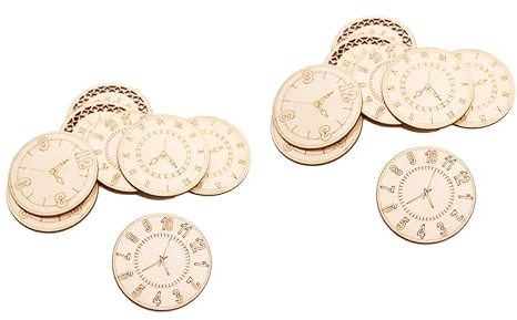 Toyvian 16 STK Uhr Mit Holzzifferblatt Uhr Holzausschnitt Uhr Kuchen Dekorationen Uhr Dekoration Aus Unvollendete Uhrenausschnitte Kreis Aufkleber Wandtattoos Haushalt Bambus