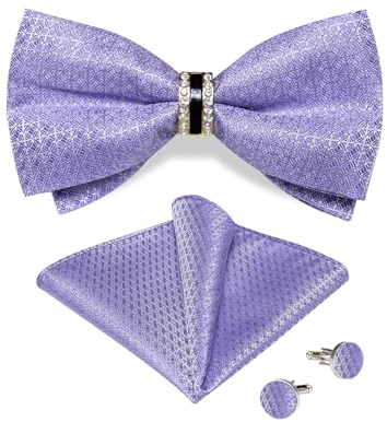 DiBanGu Herren Luxus vorgebundene Fliege Set Formelle klassische Flieder Fliege und Einstecktuch Set Hochzeit Quadrat Fliegen