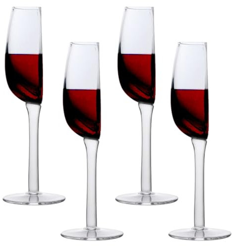 Pomurom Lot de 4 Demi-Verres à vin de 140 ML - Demi-Grands - Verres à vin Rouge - Un Demi-Verre de vin - Verre Moderne - Verre à vin Rouge - pour Mariage, Anniversaire, Noël, fête - Cadeau