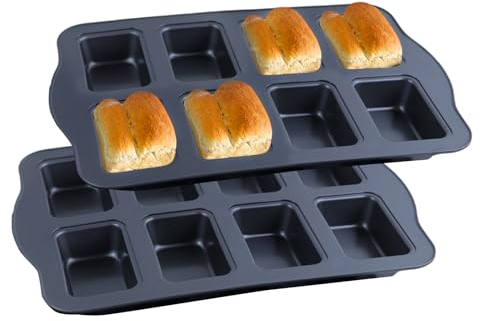 mumisuto 2 PièCes Moule à Pain AntiadhéSif En Acier Au Carbone, Moule à Cake à 8 Compartiments, Mini Baguette Plaque à PâTisserie, Adapté à La Cuisson Du Pain, Des Desserts Et Des GâTeaux