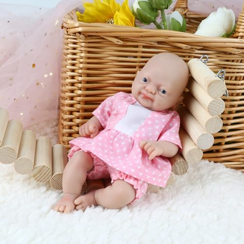 Vollence 18 cm Mini Bambola in Silicone per Bambini e Bambine in età Prescolare dai 3 Anni in su - Ragazza