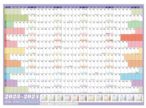Jahresplaner 2024, Jahresplaner 2024, Kalender für das ganze Jahr, 85 x 62 cm, Wandkalender, Juni 2023, Juni 2024, für Zuhause, Wandplaner 2024, großer Wandplaner Kalender 2024