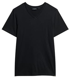 Superdry Herren T-Shirt aus Flammgarn mit V-Ausschnitt Schwarz XL