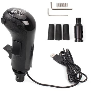 Pomo Palanca Cambio Perilla Palanca Cambios Para Logitech G923 G29 G27 G25 TH8A ATS ETS2 Juegos Camiones PC USB Simulador Marcha Alta Y Perilla Cambio Marchas USB HB043 Pomo Cambio Marchas(01 -Black)
