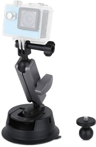 UTEBIT Supporto Ventosa Per GoPro Hero 12 11 10 9 Videocamere d'azione Ventosa Camera Supporto Car sul Cofano del Parabrezza Cruscotto Supporto Auto Ventosa per iPhone Android e Altri Smartphone