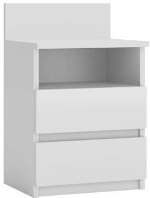 WHATSIZE ENTERPRISE Chest of Drawers for Bedroom, White 2 Drawer | Bedside Cabinet with Shelf, Dresser for Clothes Storage, Bedroom Furniture, Easy Assembly