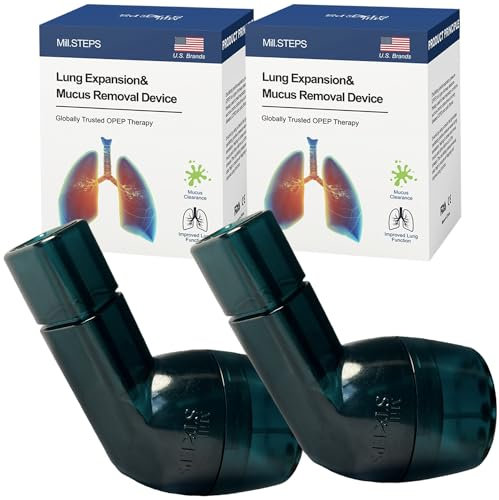 2PCS MillSTEPS Atemtrainer & Schleimentfernungsgerät-Übung zur Verbesserung der Lungenkapazität & zur natürlichen Entfernung von Schleim aus den Atemwegen für Sportler Raucher Schwimmer Green