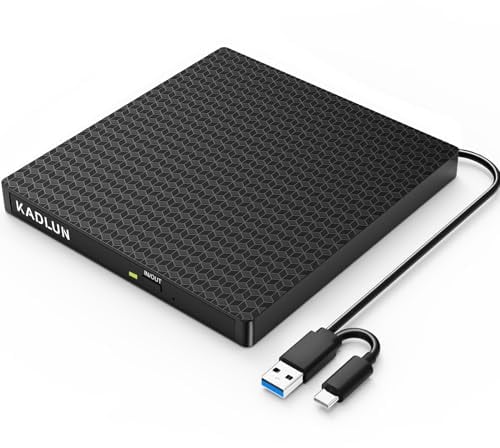Lector CD/DVD Externo,Grabadora DVD Externa USB 3.0 y Type-C,Disquetera Externa USB,Reproductor CD DVD +/- RW Portatil Lector,Unidades DVD/CD Externa para PC/Laptop/Linux/Windows 11/10/8/Mac/Desktops