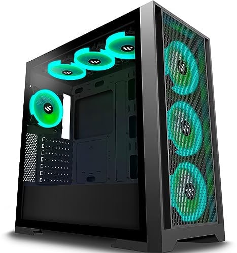 KEDIERS PC Case- Pre-Install 7 PWM ARGB Cases Fans, E-ATX Mid Tower Gaming Case with Opening Tempered Glass Side Panel Door, Mesh Computer Case,Black,C710