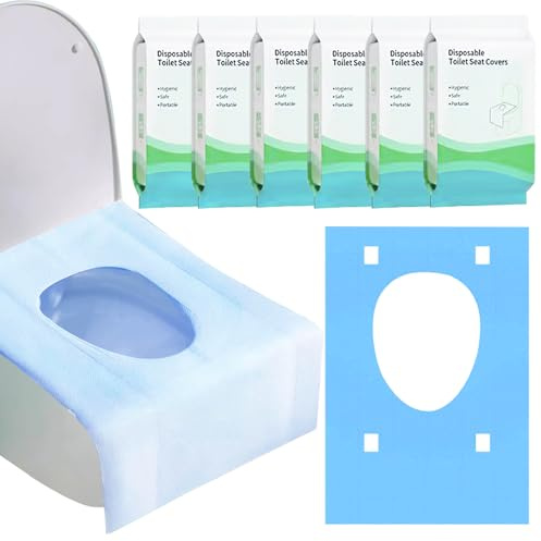 60Stück Einweg Toilettenauflage Einweg Toilette Auflage Toiletten Sitzbezug | Toiletten Sitzbezug für Kinder und Erwachsene Universal Töpfchentraining Toilette Töpfchentraining, Einzeln Verpackt (Blau)