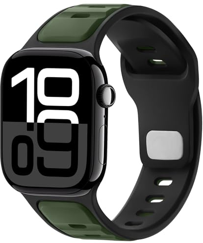 Anlinser Sport Straps Compatible with Apple Watch Strap 42mm 41mm 40mm 38mm for Women Men, Silicone Loop Band Designed for iWatch Series 11 10 9 8 7 6 5-1 SE, Army Green