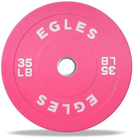 EGLES Vibrant Pink Weight Plates, Rubber Barbell Plates, 2-inch Olympic Standard 35LB Single Olympic Bumper Plates Steel Inserts for Home Gym Weightlifting, Strength Training, Fit Workouts
