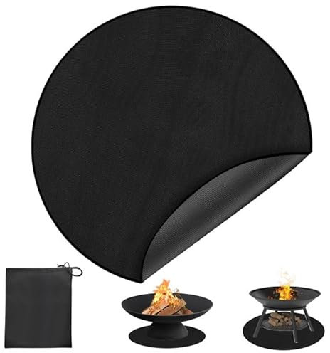 Alfombra para hoguera, alfombrilla para hoguera, alfombrilla redonda para barbacoa, resistente al calor e ignífugo, protege el césped de los incendios, apta para todo tipo de hogares y pequeñas