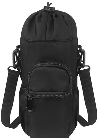 Wasserflasche Tasche Mit Verstellbarem, Flaschenhalter Trinkflasche, Wasserflaschen Tasche Für Rucksack, Mit Verstellbar Schultergurt Und Front Reißverschluss Tasche, Isolierte Flaschenhalter Lässig