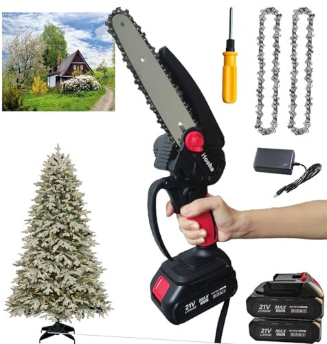 Hooha Parkside - Sega a catena per taglio da giardino/cespuglio/taglio a ramo/taglio del legno, mini batteria da 6 pollici, 21 V, sega a mano, per giardinaggio, ideale come regalo